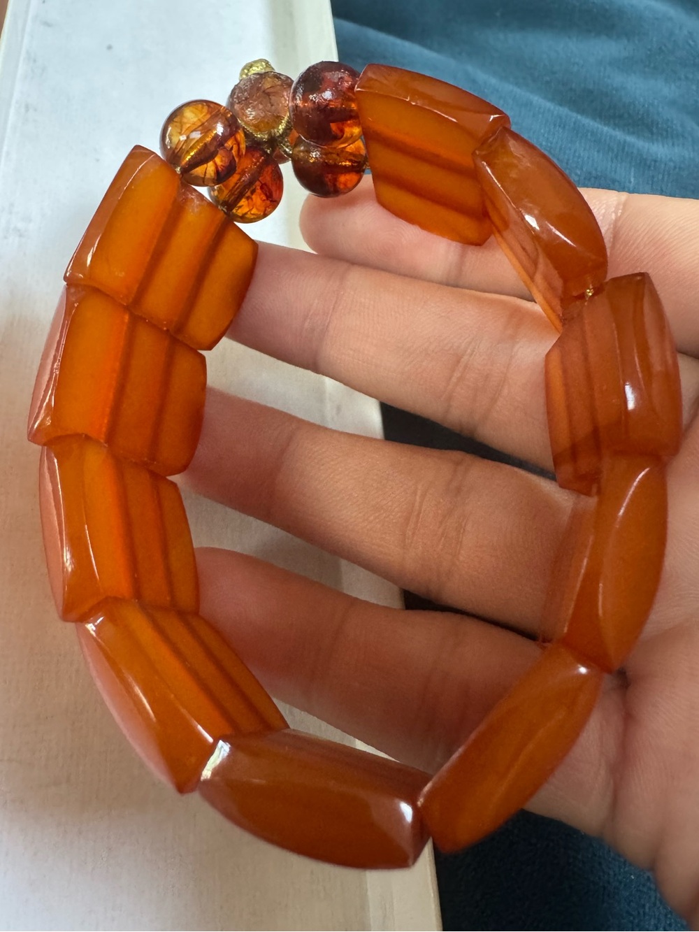 Vintage Baltic Amber square panels bracelet
